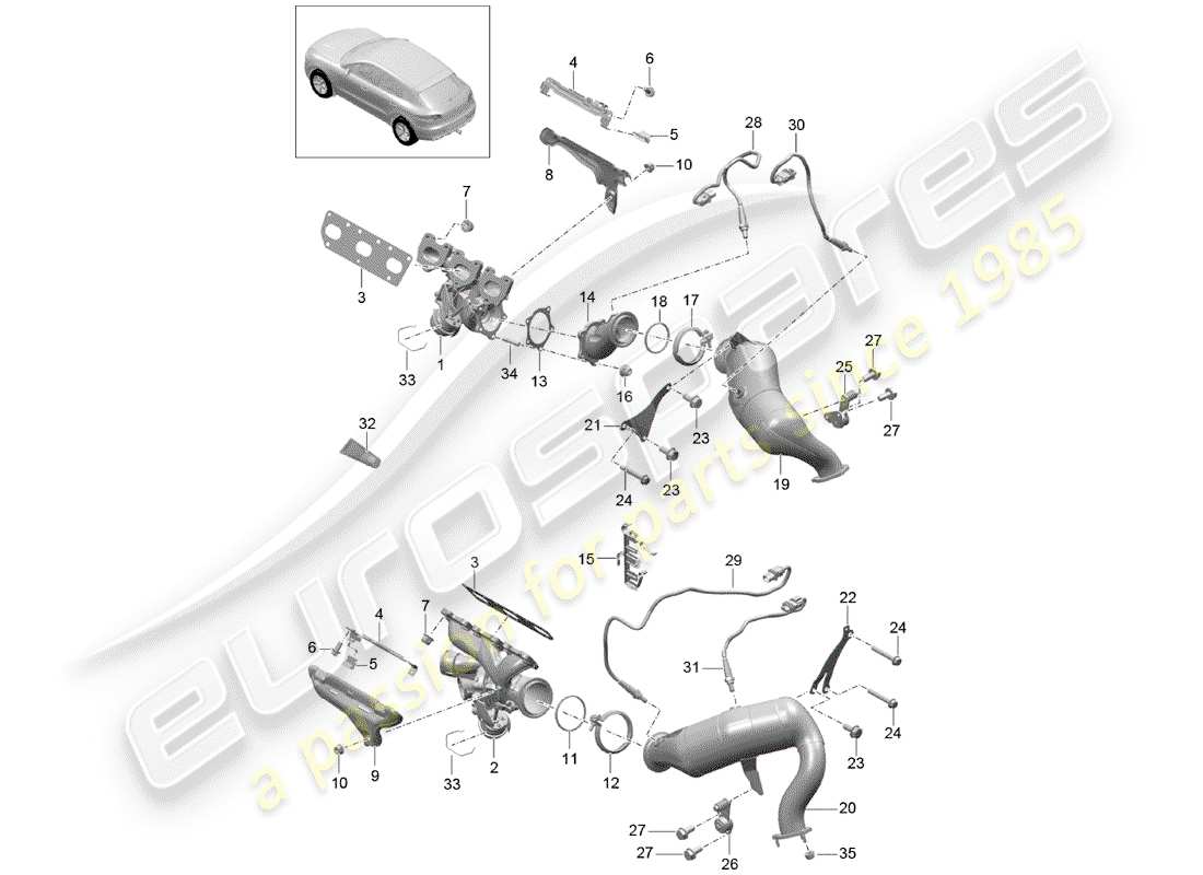 porsche macan (2015) exhaust system part diagram