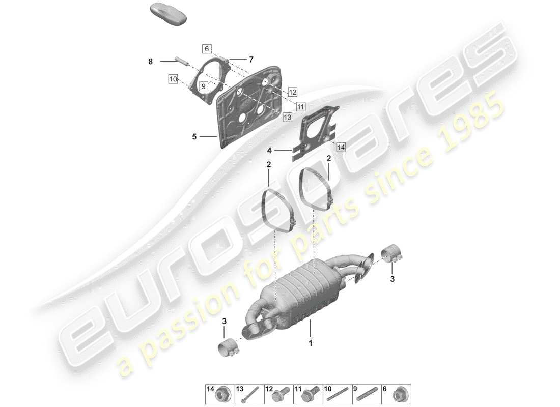 porsche 2020 silencer part diagram