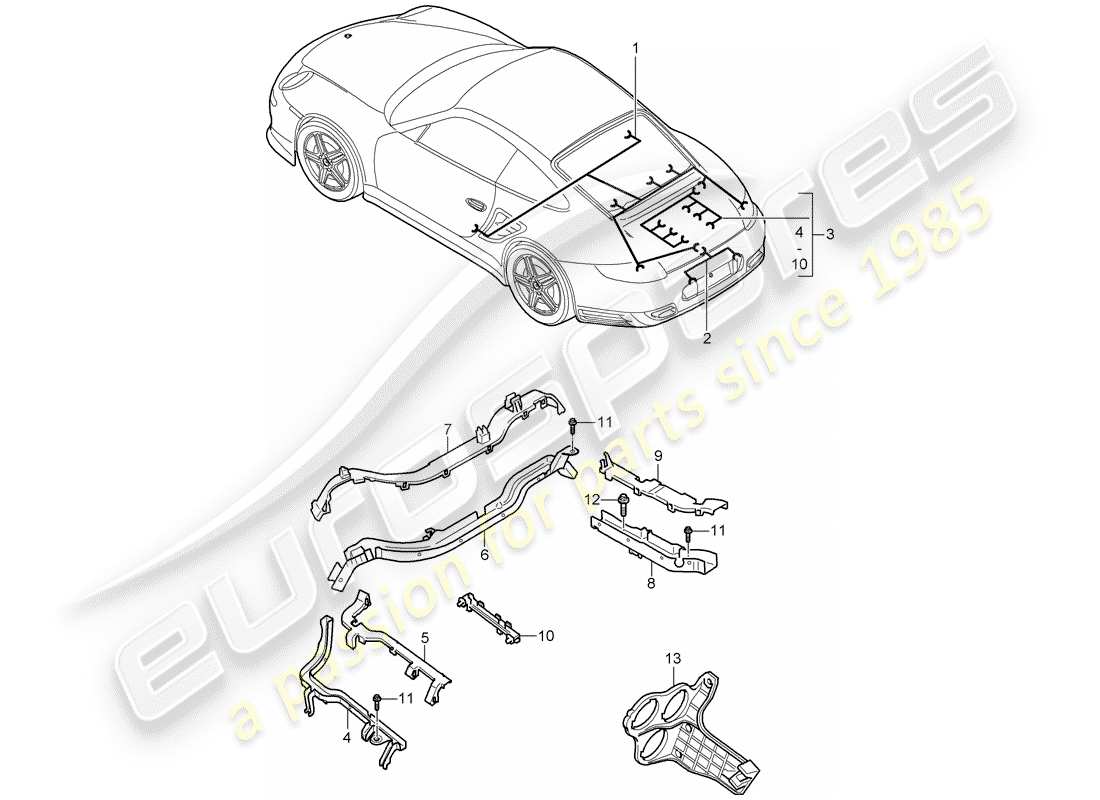 porsche 911 t/gt2rs (2013) wiring harnesses part diagram