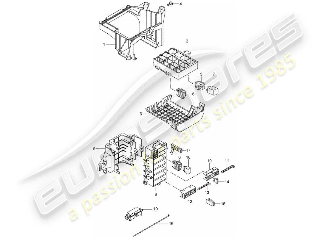 porsche 997 (2007) fuse box/relay plate part diagram