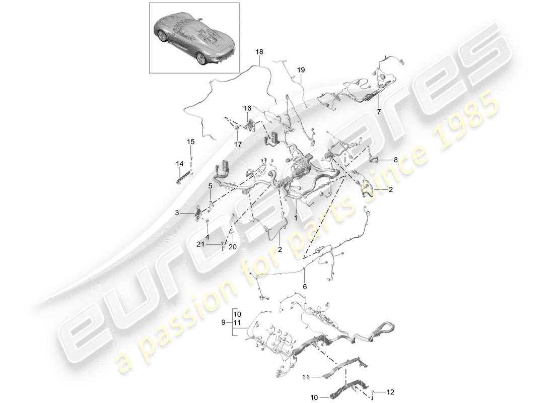 porsche 918 spyder (2015) wiring harnesses part diagram