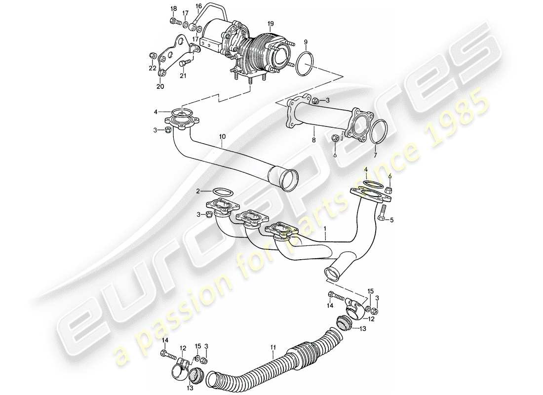 porsche 959 (1988) exhaust system part diagram