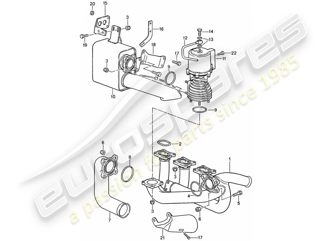 porsche 959 (1988) exhaust system part diagram