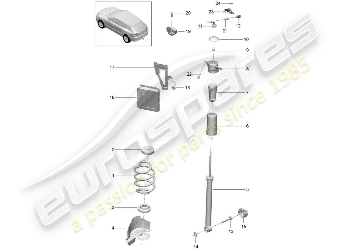 porsche macan (2014) steel spring suspension part diagram