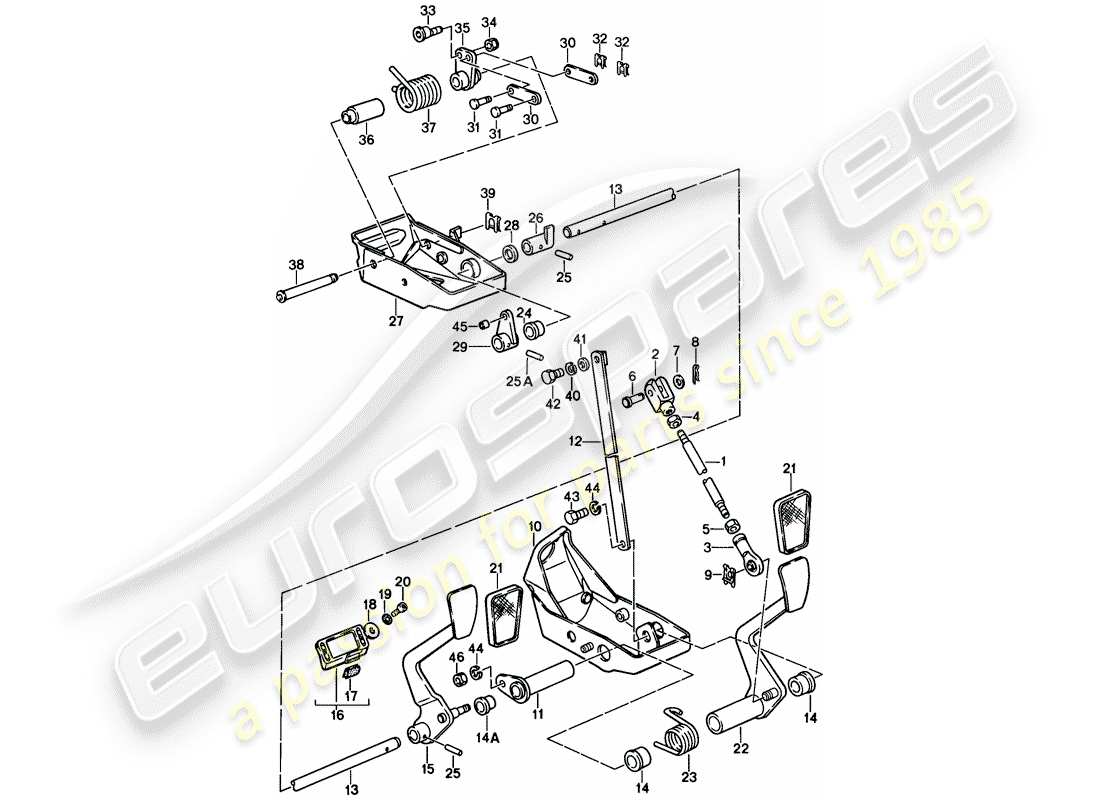 porsche 911 (1987) pedals part diagram