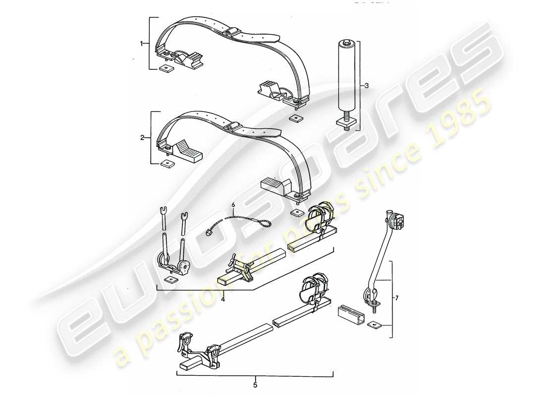 porsche 968 (1995) roof transport system part diagram