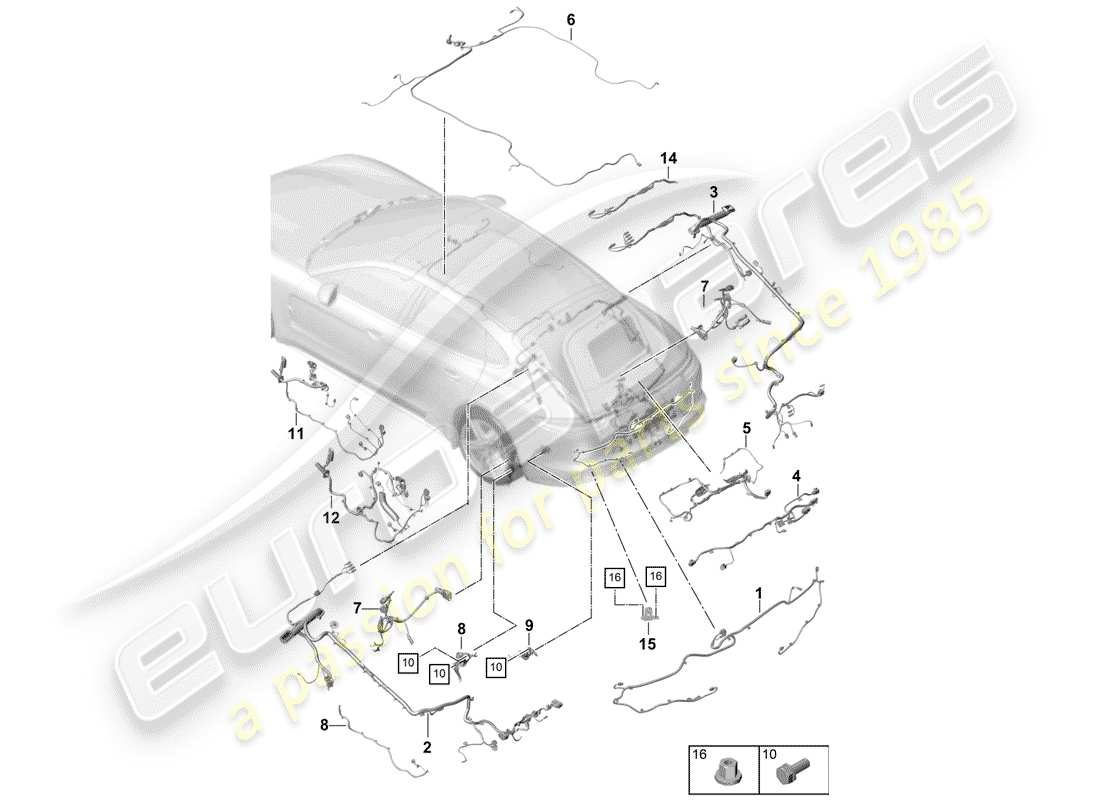 porsche panamera 971 (2018) wiring harnesses part diagram