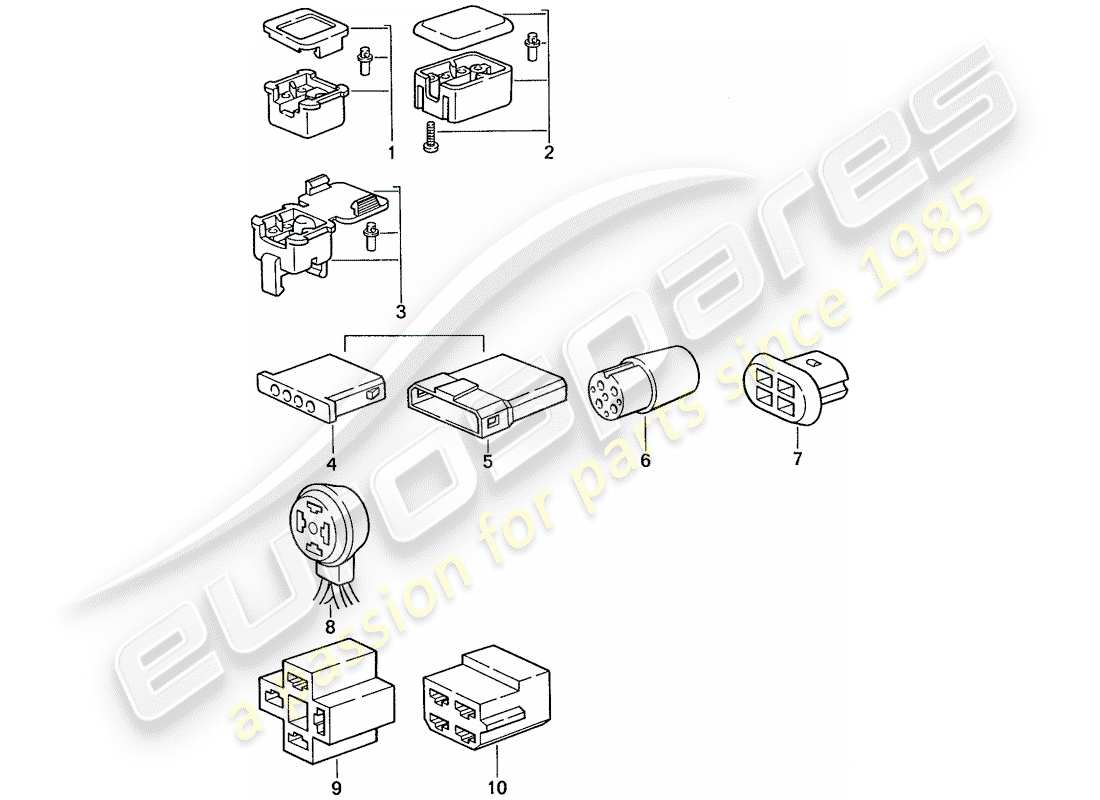 porsche 944 (1990) connector housing - 4-pole part diagram