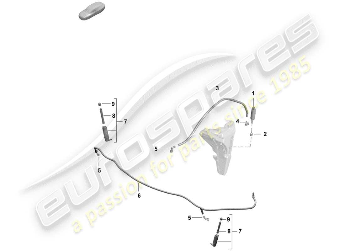 porsche boxster spyder (2019) headlight washer system part diagram