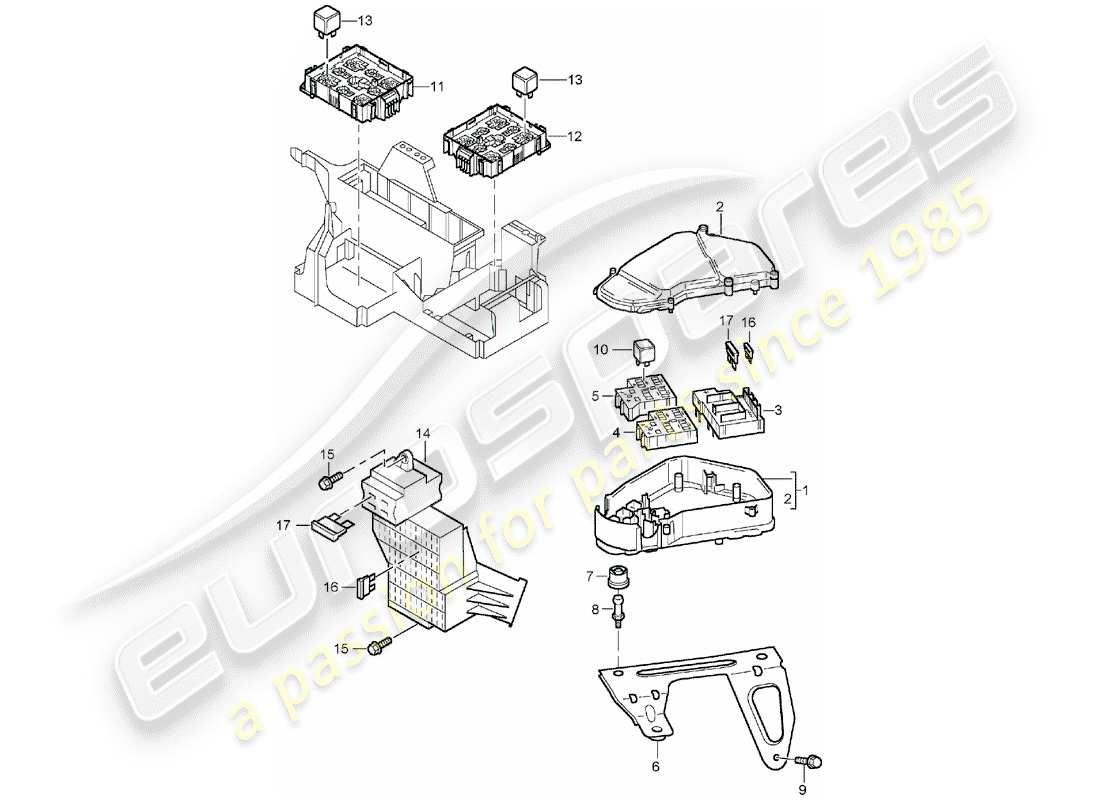 porsche cayenne (2005) fuse box/relay plate part diagram