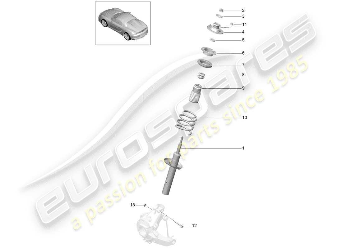 porsche boxster spyder (2016) shock absorber part diagram