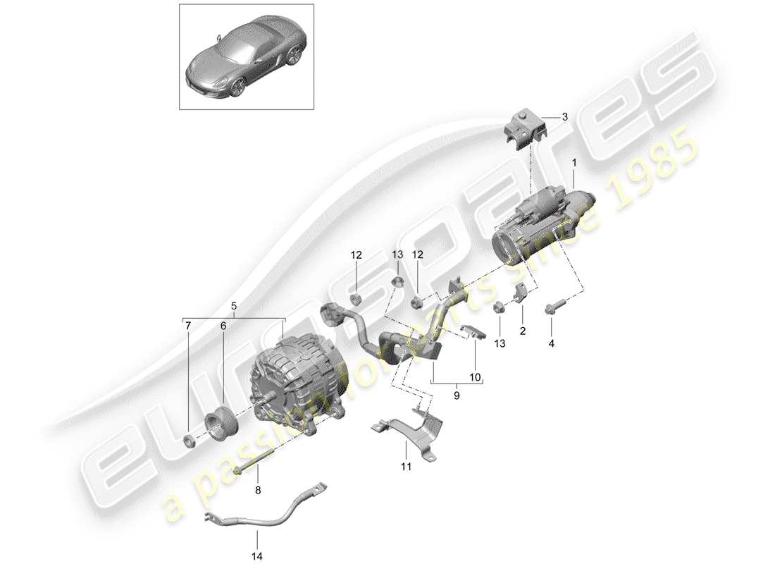 porsche boxster 981 (2016) starter part diagram