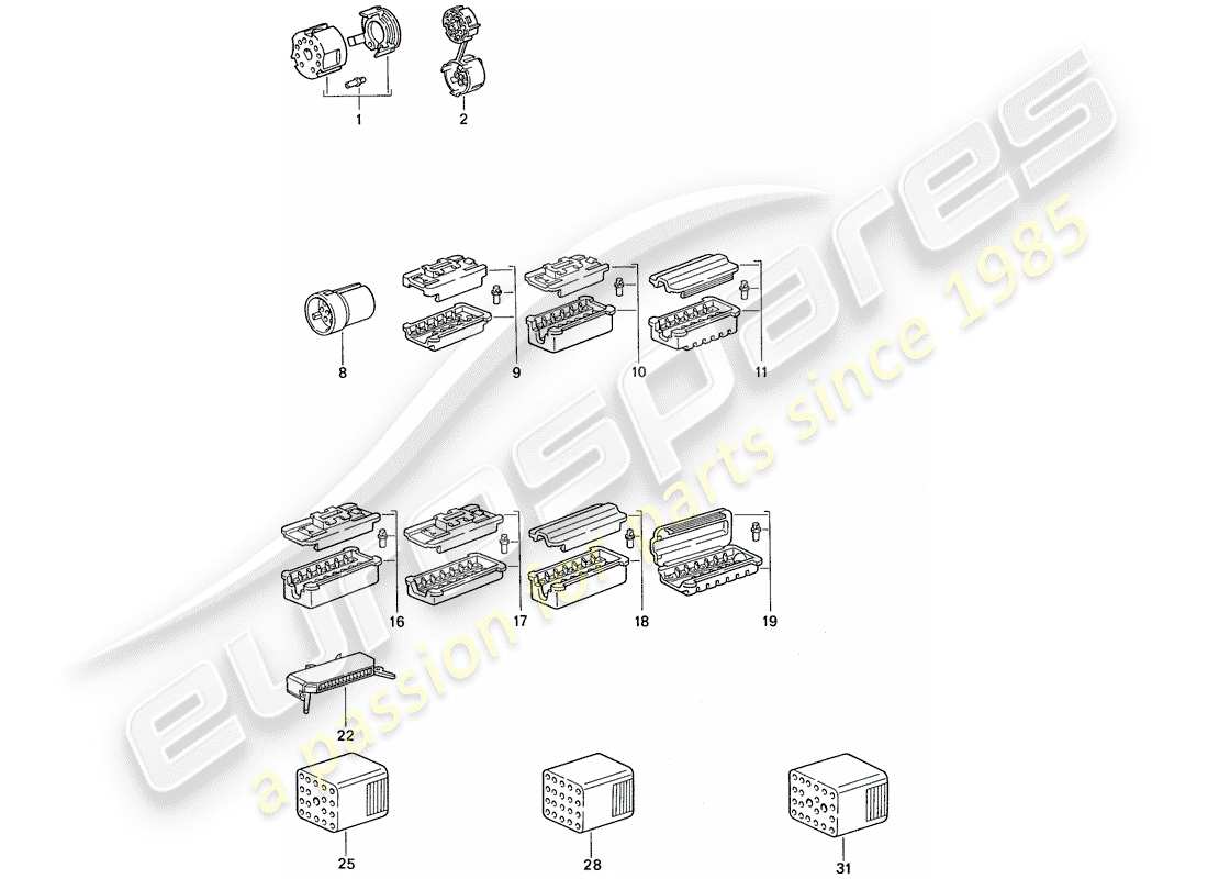 porsche 944 (1990) connector housing part diagram