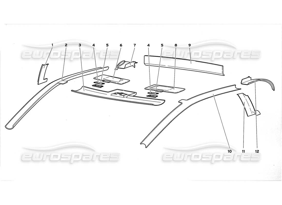 lamborghini diablo gt (1999) passenger compartment trim part diagram