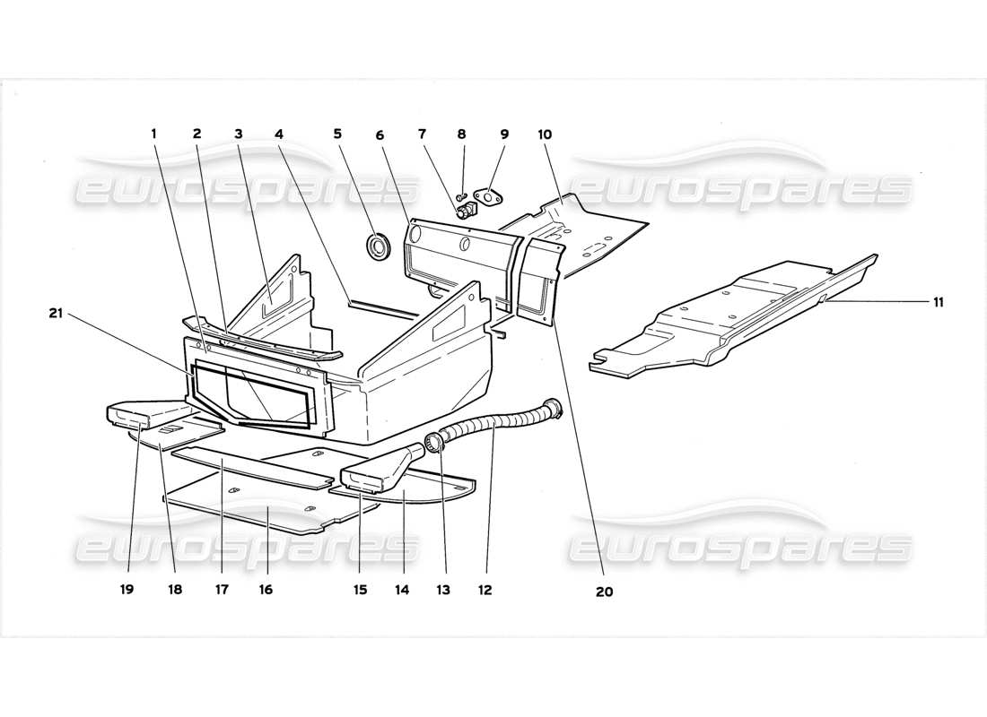 lamborghini diablo gt (1999) front floor panels part diagram