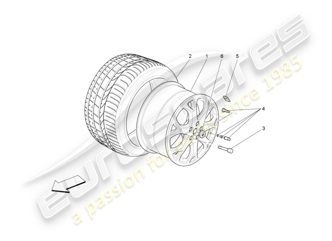 maserati granturismo s (2019) wheels and tyres part diagram