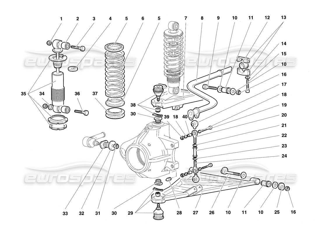 lamborghini diablo se30 (1995) front suspension part diagram