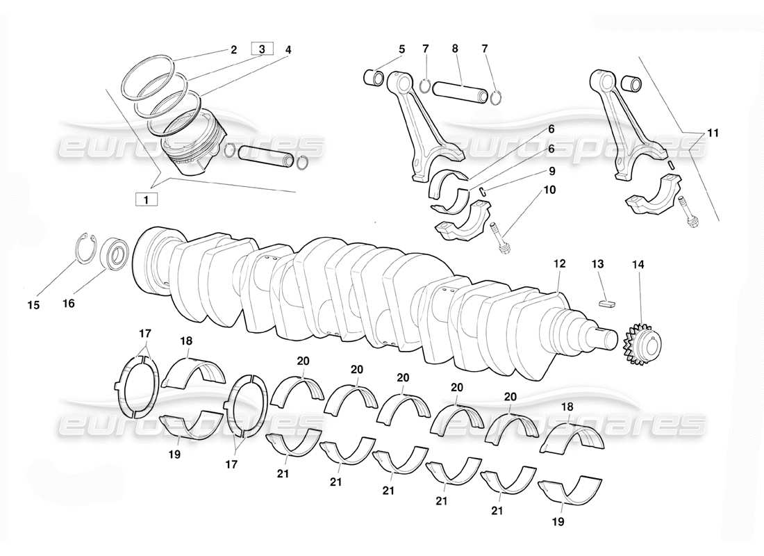 lamborghini diablo (1991) crankgears (valid for june 1992 version) part diagram