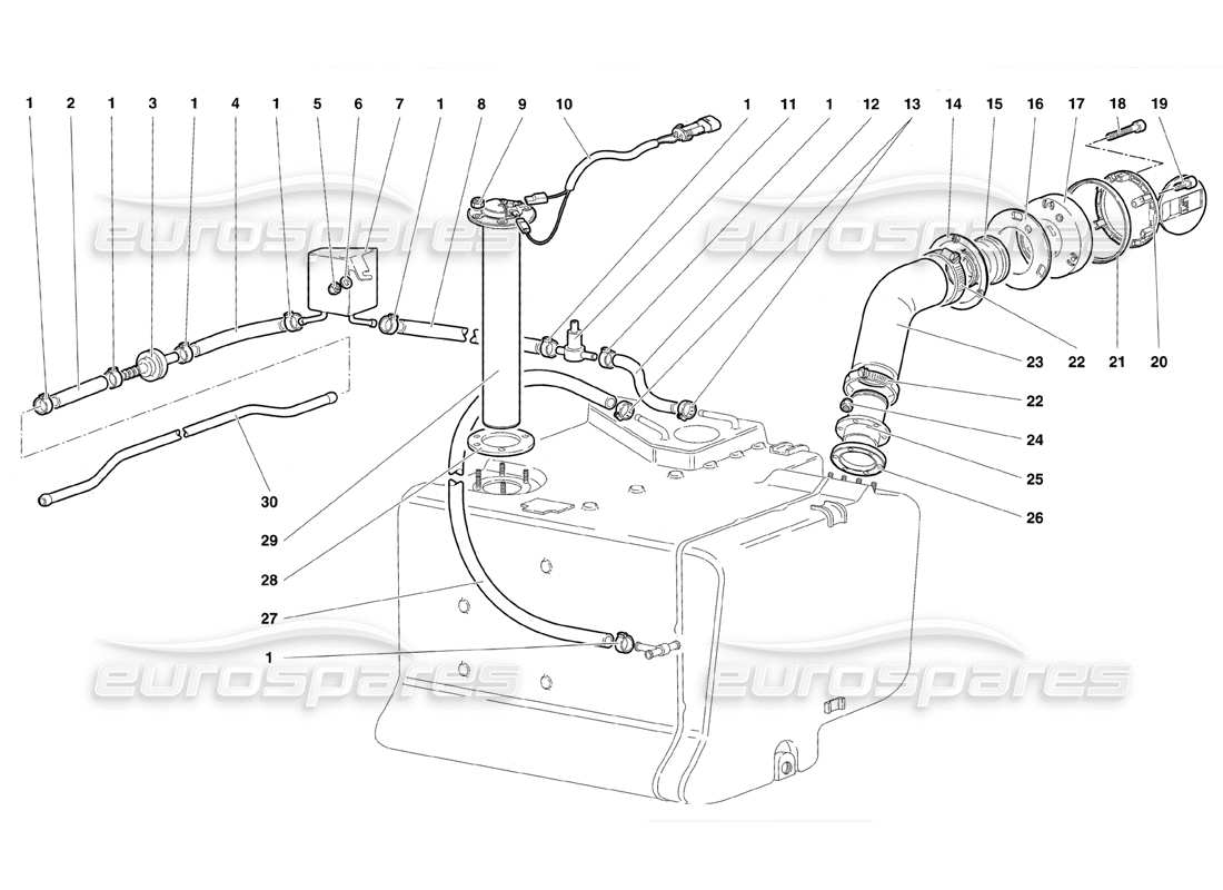 lamborghini diablo se30 (1995) fuel system part diagram