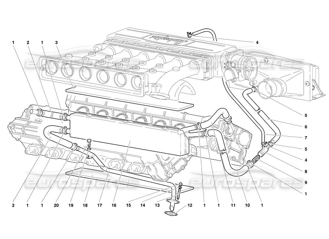 lamborghini diablo se30 (1995) engine oil breathing system part diagram