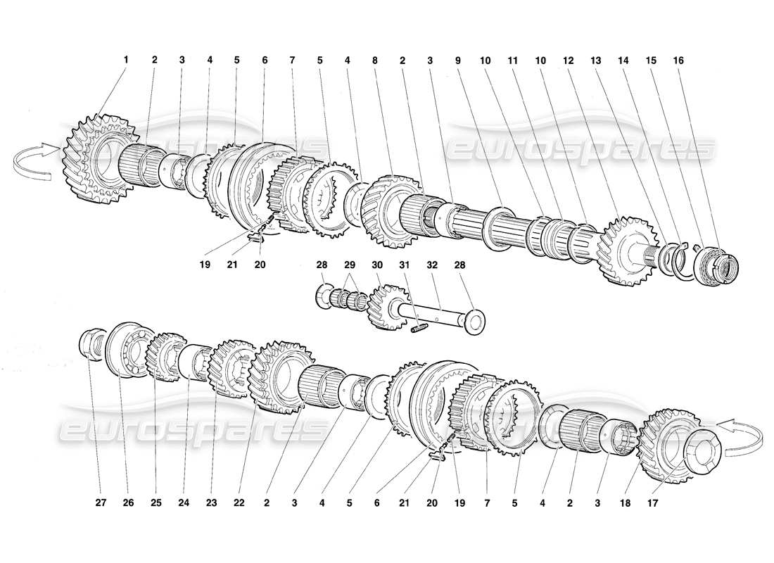 lamborghini diablo se30 (1995) driven shaft part diagram