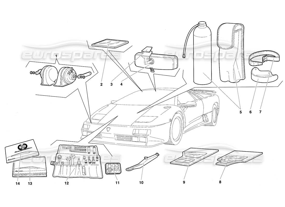 lamborghini diablo se30 (1995) accessories part diagram