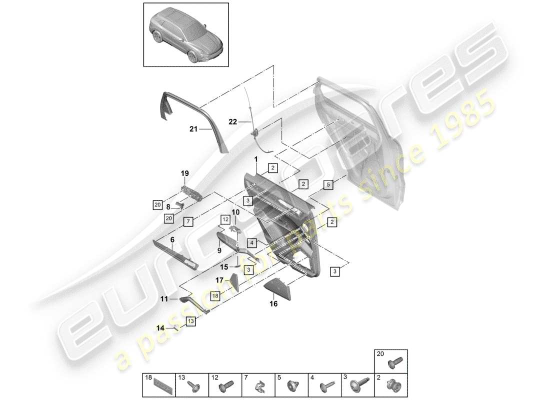 a part diagram from the porsche cayenne e3 (2018) parts catalogue