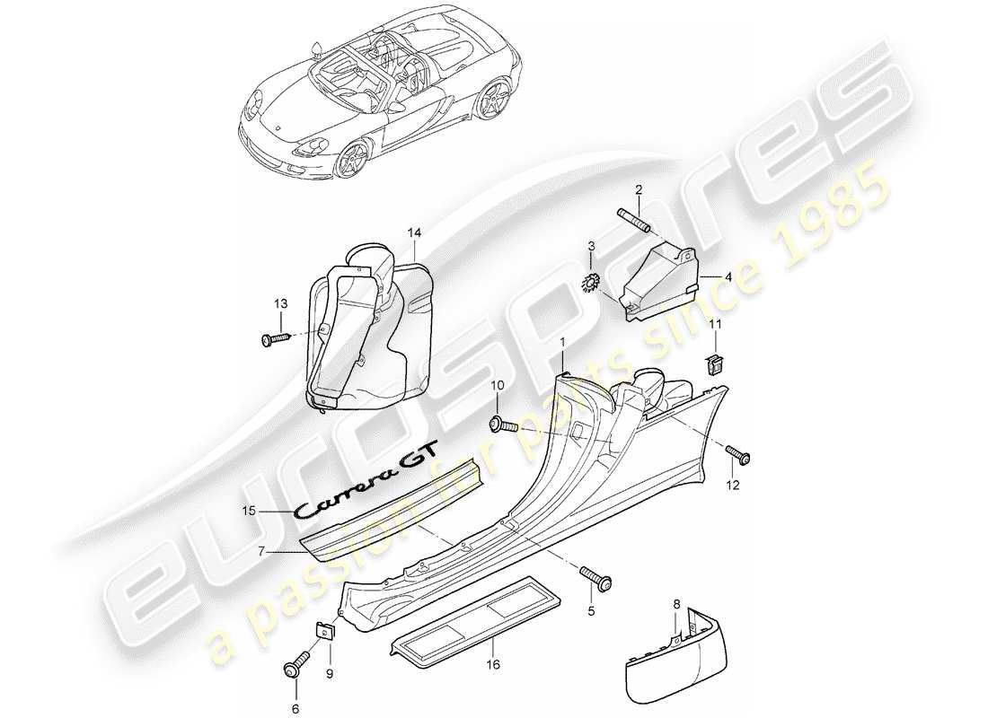 a part diagram from the porsche carrera gt (2006) parts catalogue