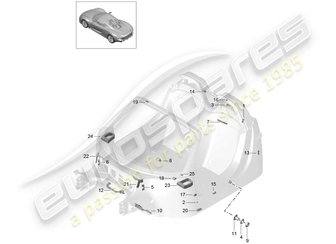 a part diagram from the porsche 918 spyder parts catalogue