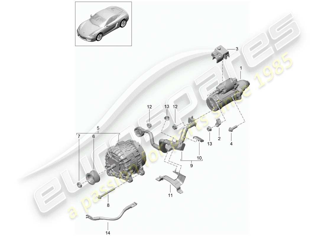 a part diagram from the porsche cayman 981 parts catalogue