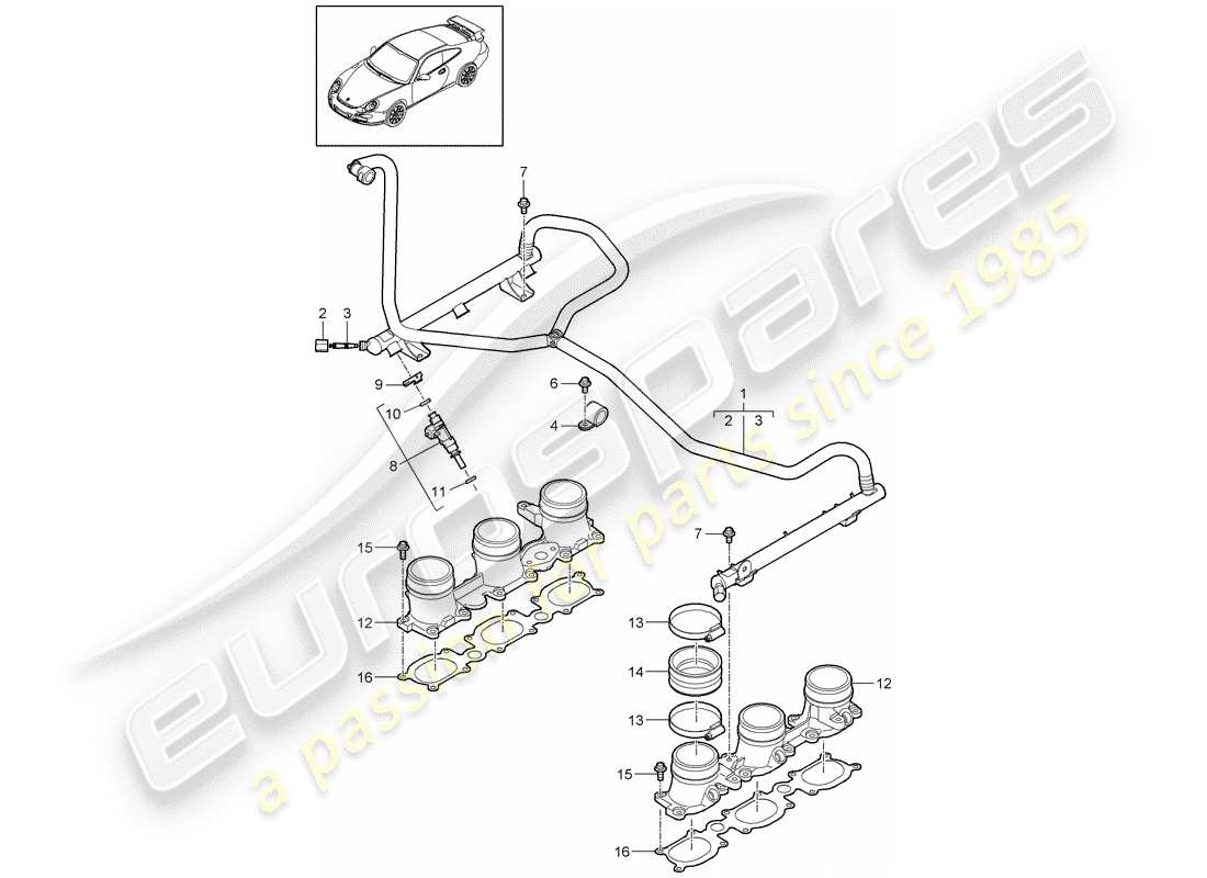 a part diagram from the porsche 997 gt3 parts catalogue