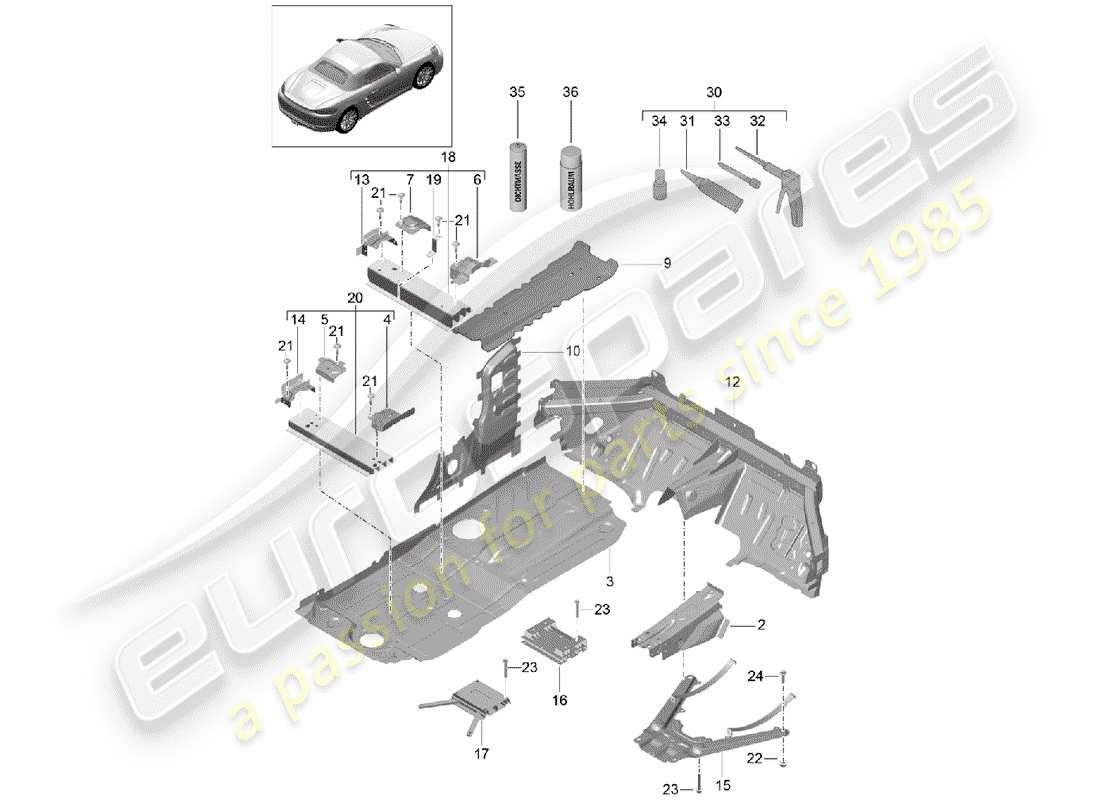 a part diagram from the porsche 718 boxster (2017) parts catalogue