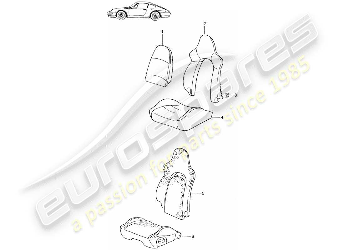 a part diagram from the porsche seat 944/968/911/928 (1990) parts catalogue