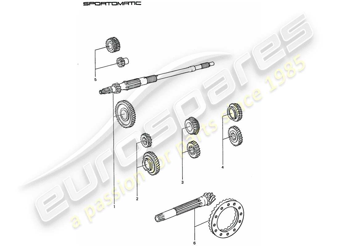 porsche 911 (1974) gear wheel sets part diagram