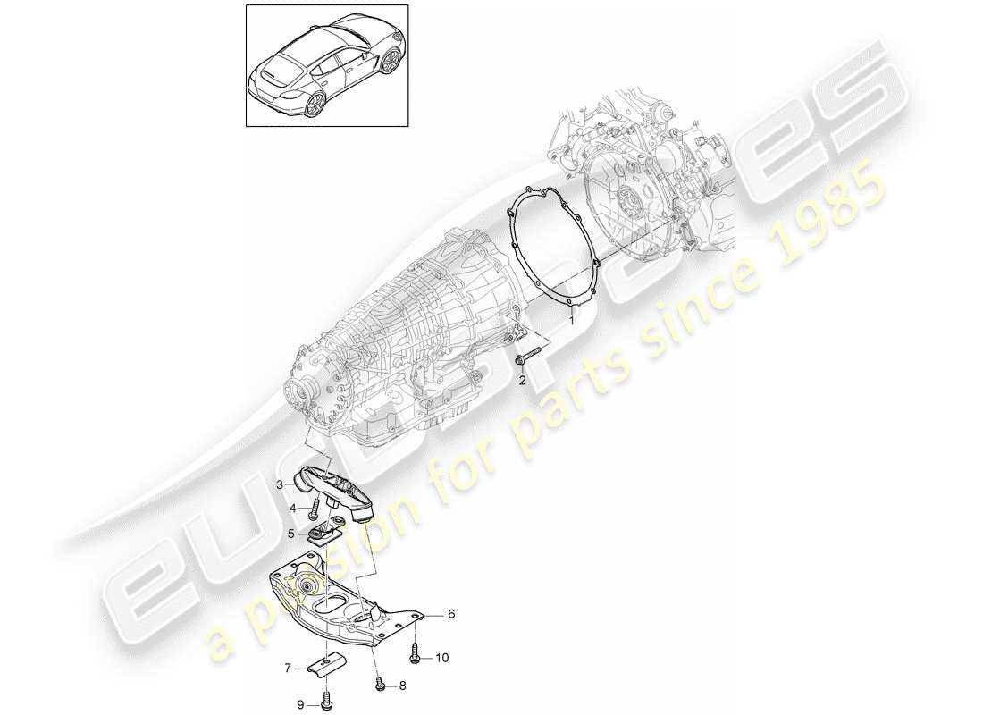 porsche panamera 970 (2010) mounting parts for engine and part diagram