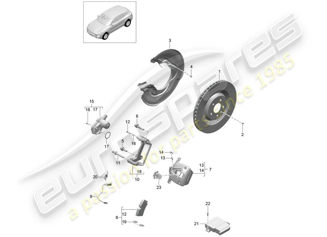 porsche macan (2015) disc brakes part diagram