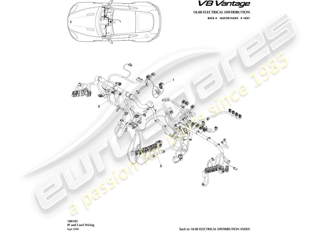 a part diagram from the aston martin v8 vantage (2015) parts catalogue