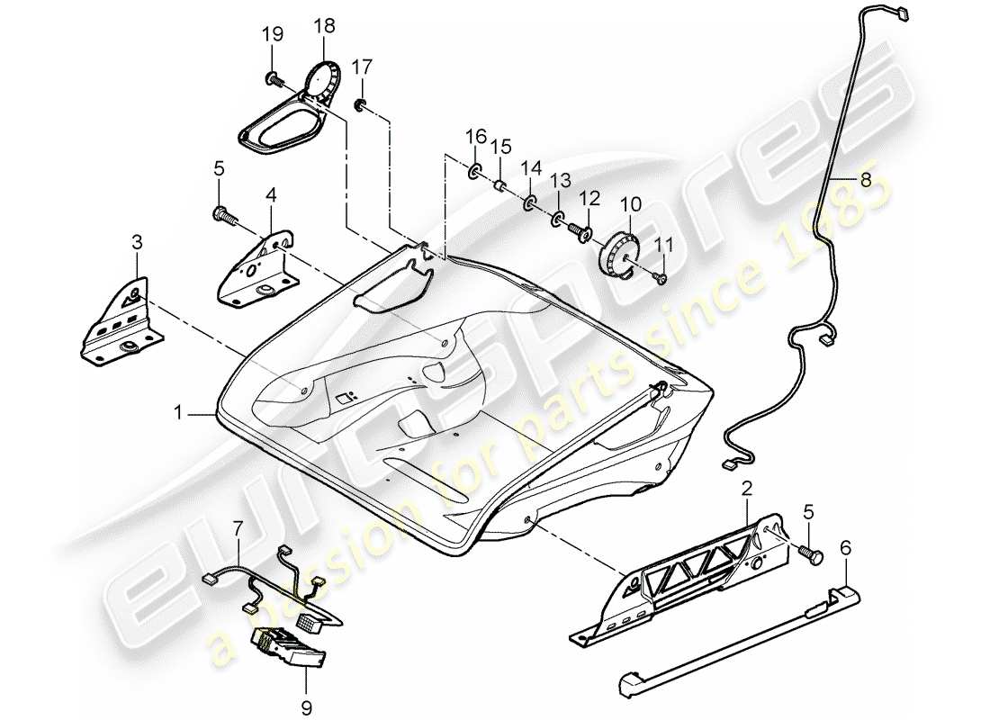 porsche 997 t/gt2 (2007) seat part diagram