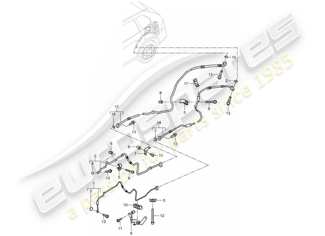 porsche cayenne (2005) refrigerant circuit part diagram