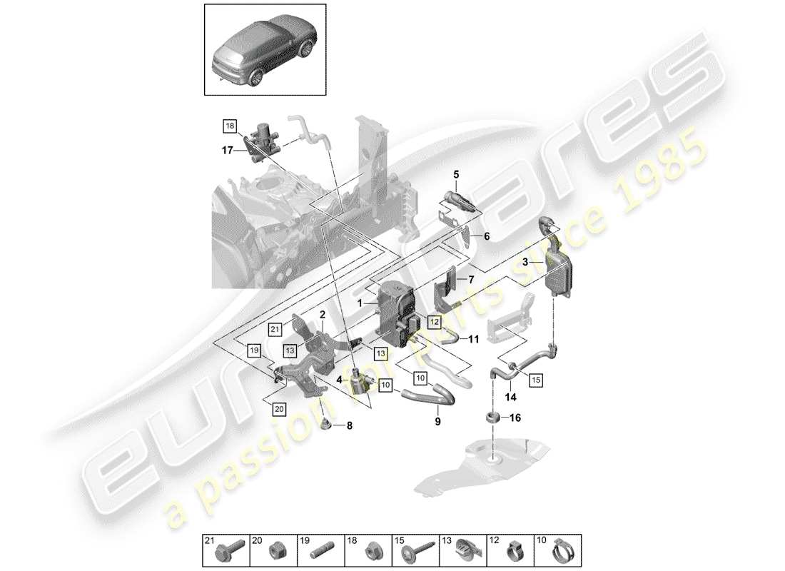 porsche cayenne e3 (2018) additional heater part diagram