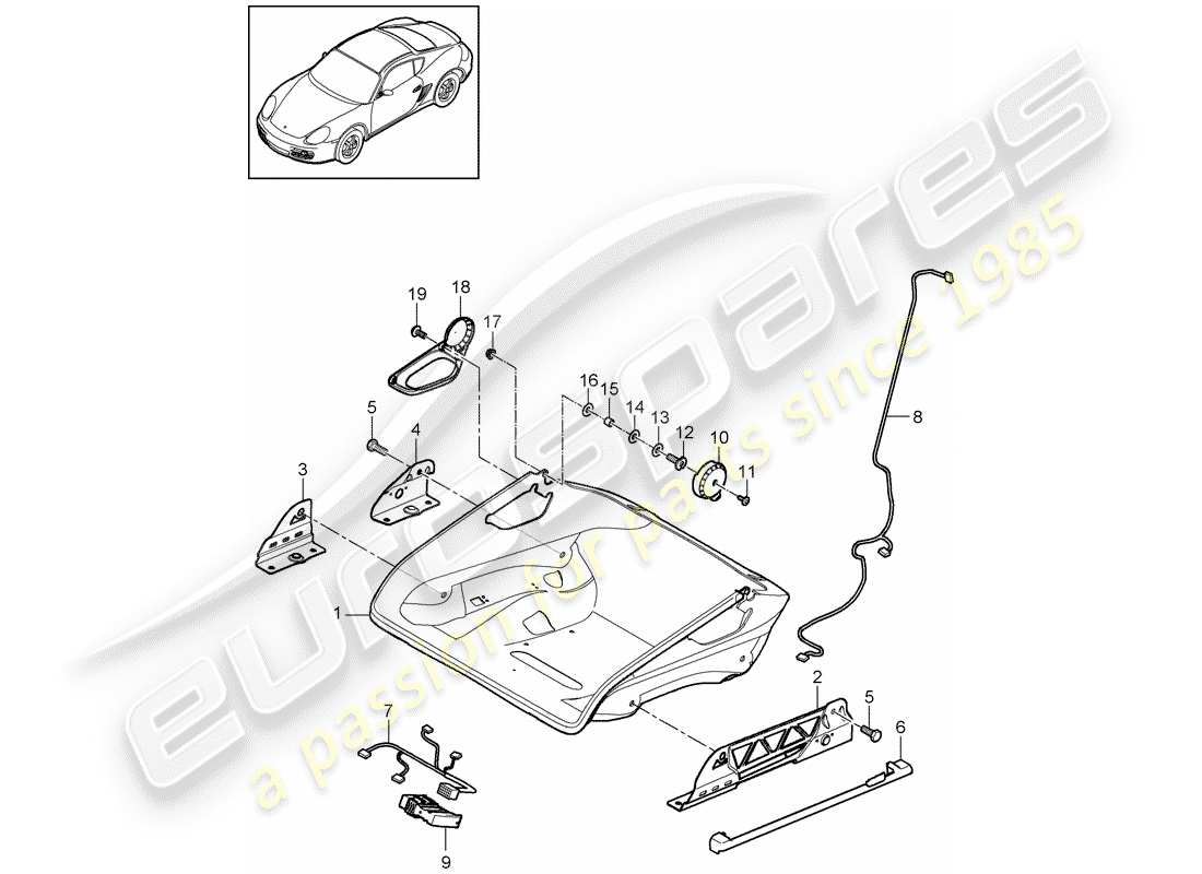 porsche cayman 987 (2010) seat part diagram