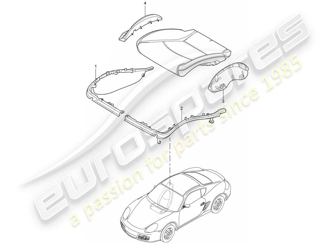 porsche cayman 987 (2010) cushion carrier part diagram