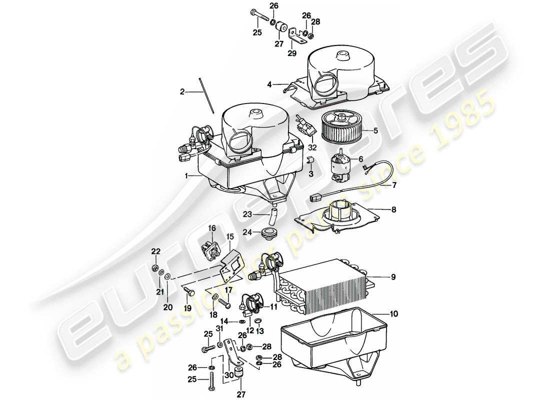 porsche 924s (1986) air conditioner part diagram