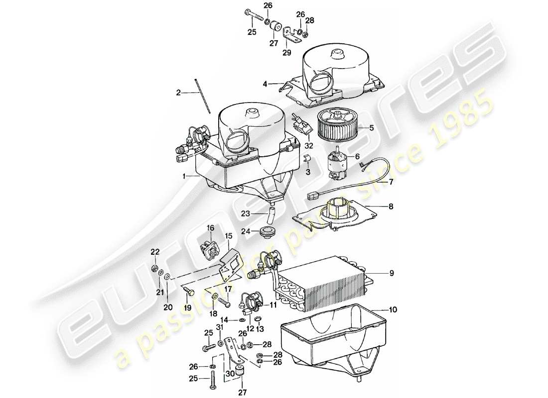 porsche 924 (1985) air conditioner part diagram