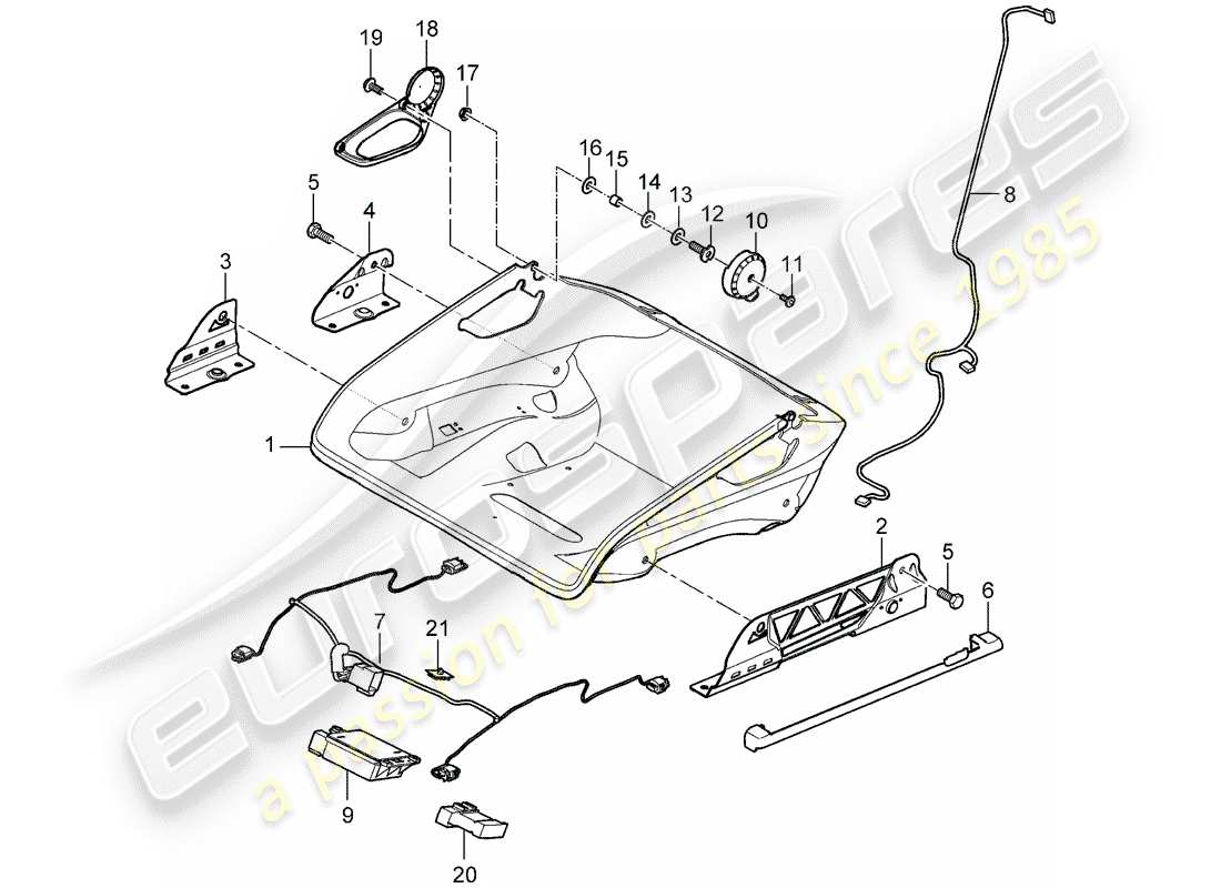 porsche 997 gt3 (2007) seat part diagram