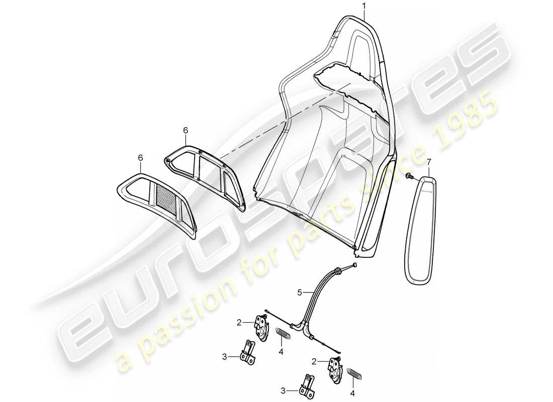 porsche 997 gt3 (2008) backrest shell part diagram