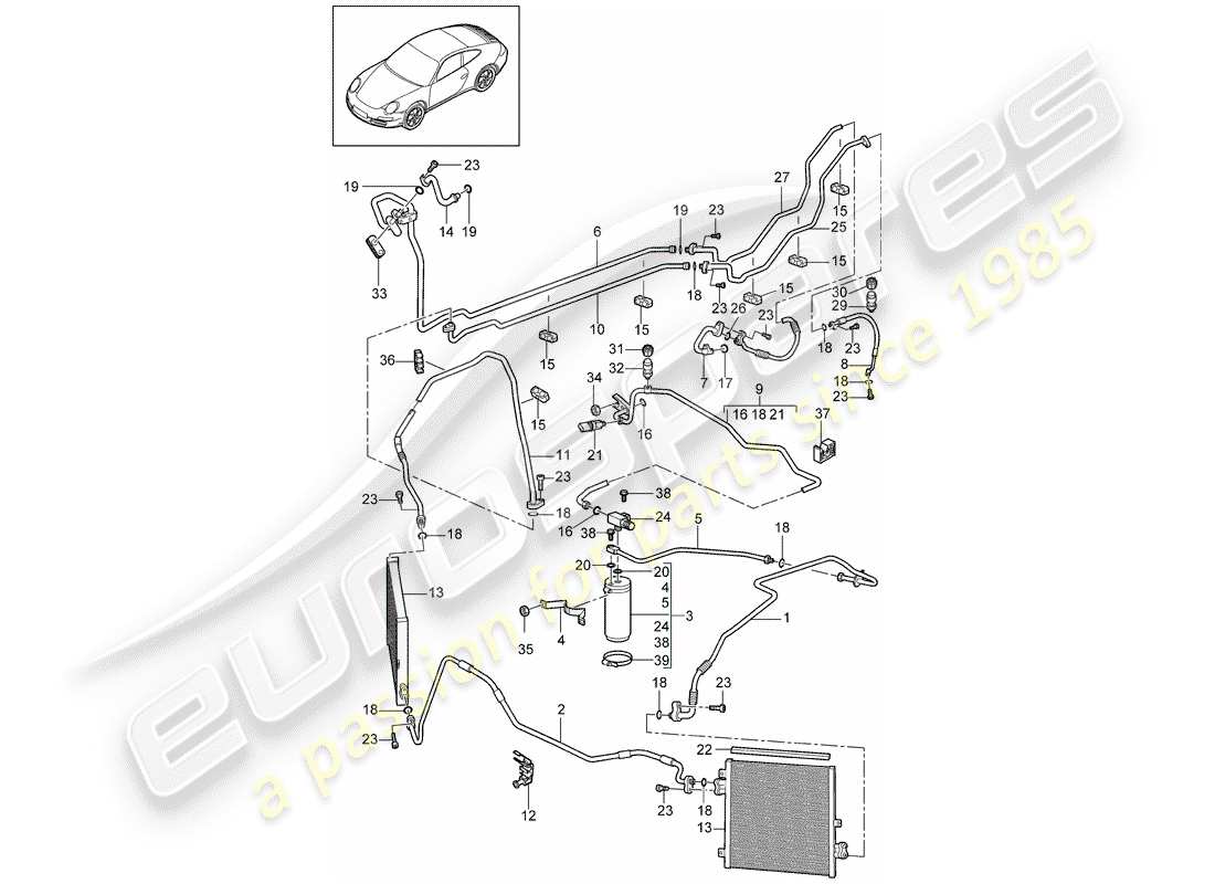 porsche 997 (2008) refrigerant circuit part diagram