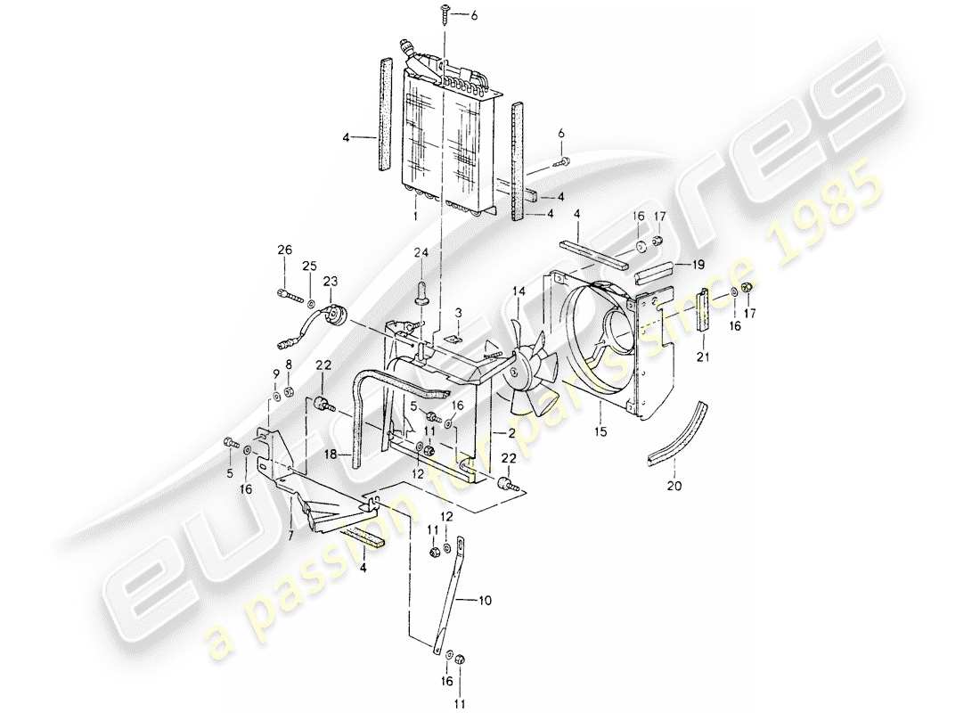 porsche 964 (1993) capacitor - fan part diagram