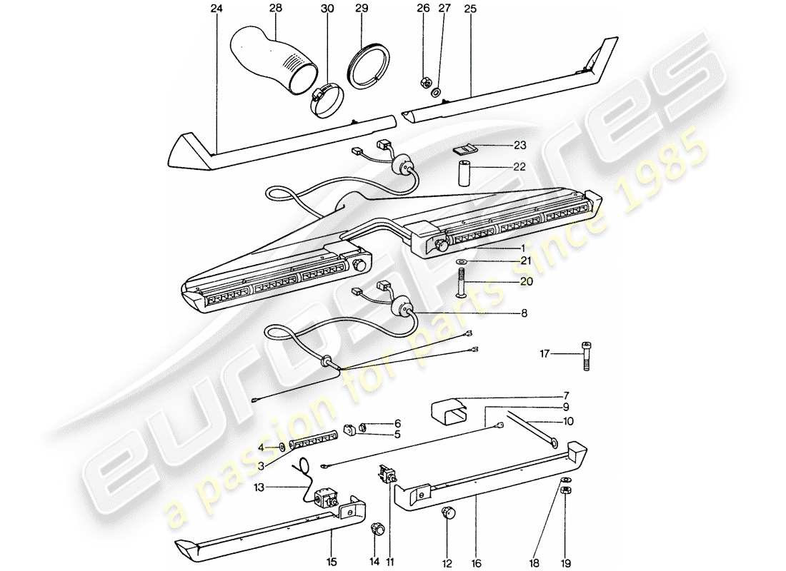 porsche 911 (1974) air conditioner - jet - accessories part diagram