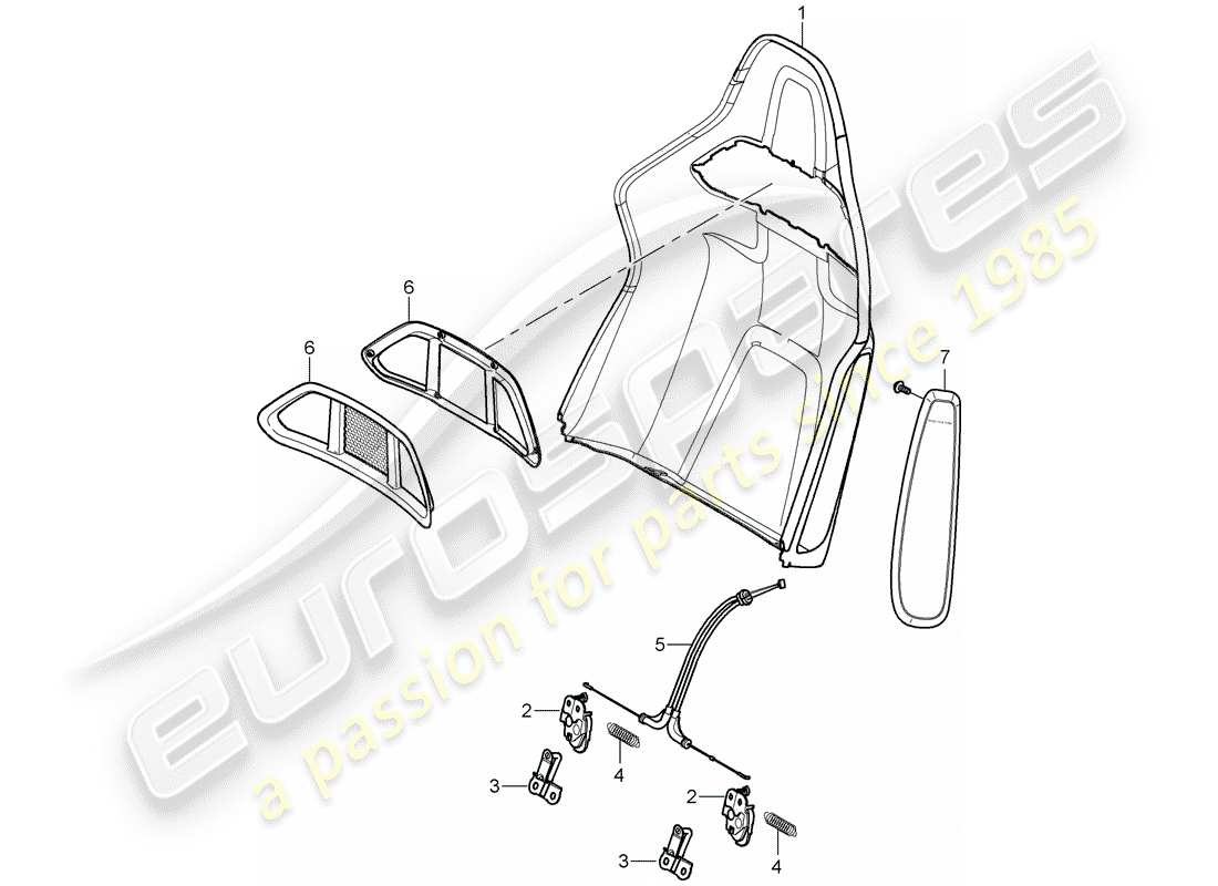 porsche 997 (2008) backrest shell part diagram